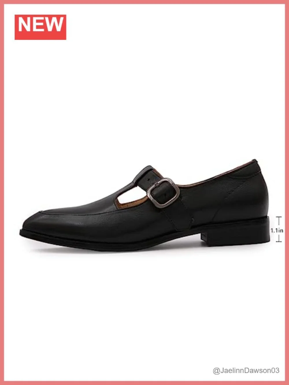 Women's Leather Pointed Toe T Strap Mary Jane Loafer Office Flat Cushioned Low